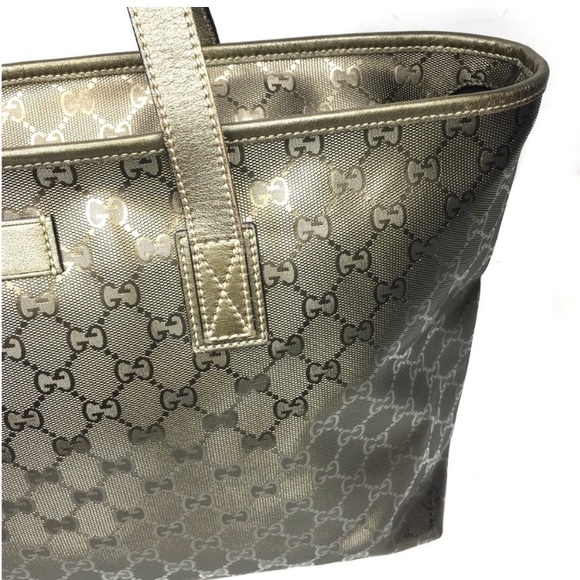 Authentic Gucci khaki green coated monogram canvas tote bag - Picture 8 of 16